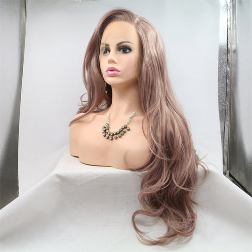 Caramel Body Wave Long Lace Front High Heat Resistant Fiber Synthetic Hair Wigs [ILS5648]