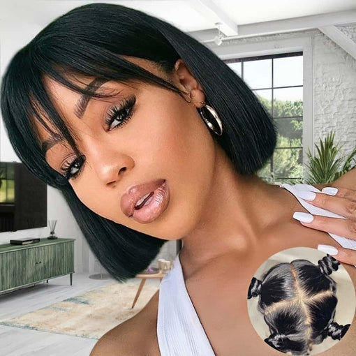 8 Inches Silky Straight Natural Black 100% Brazilian Virgin Human Hair Full Lace Wigs [IFHSS5499]