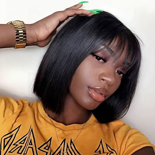 8 Inches Silky Straight Natural Black 100% Brazilian Virgin Human Hair Full Lace Wigs [IFHSS5499]