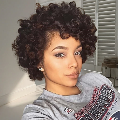 10 Inches Body Wave Natural Black 100% Brazilian Virgin Human Hair Full Lace Wigs [IFHBW5505]