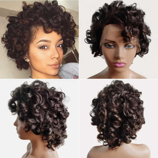 10 Inches Body Wave Natural Black 100% Brazilian Virgin Human Hair Full Lace Wigs [IFHBW5505]
