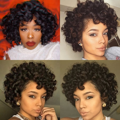 10 Inches Body Wave Natural Black 100% Brazilian Virgin Human Hair Full Lace Wigs [IFHBW5505]