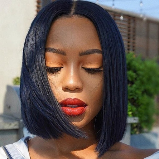 10 Inches Silky Straight Natural Black 100% Brazilian Virgin Human Hair Full Lace Wigs [IFHSS5506]