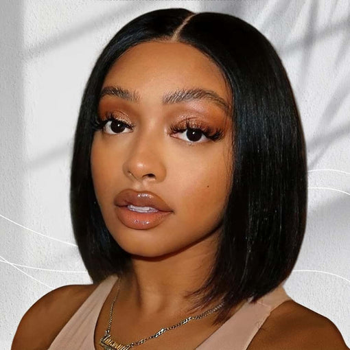 10 Inches Silky Straight Natural Black 100% Brazilian Virgin Human Hair Full Lace Wigs [IFHSS5506]