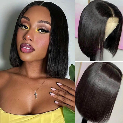 10 Inches Silky Straight Natural Black 100% Brazilian Virgin Human Hair Full Lace Wigs [IFHSS5506]