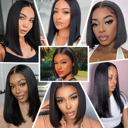 10 Inches Silky Straight Natural Black 100% Brazilian Virgin Human Hair Full Lace Wigs [IFHSS5506]