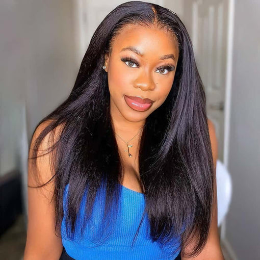 14 Inches Yaki Straight Natural Black 100% Brazilian Virgin Human Hair Full Lace Wigs [IFHYS5526]