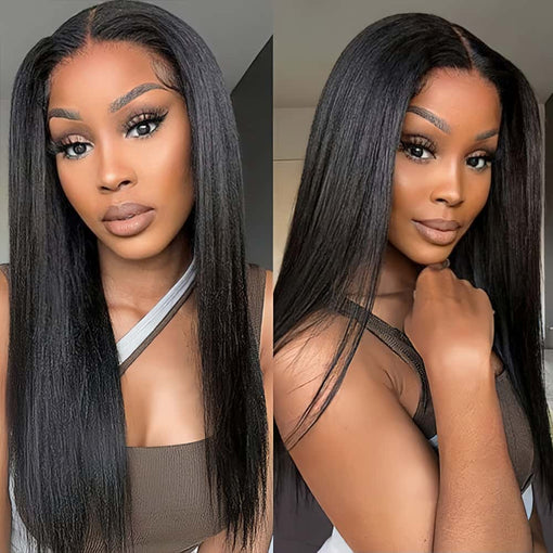 14 Inches Yaki Straight Natural Black 100% Brazilian Virgin Human Hair Full Lace Wigs [IFHYS5526]