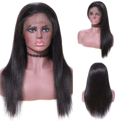 18 Inches Silky Straight Natural Black 100% Brazilian Virgin Human Hair Full Lace Wigs [IFHSS5543]