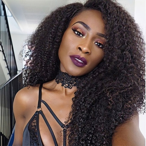 20 Inches Curly Natural Black 100% Brazilian Virgin Human Hair Full Lace Wigs [IFHCY5549]