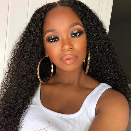 22 Inches Curly Natural Black 100% Brazilian Virgin Human Hair Full Lace Wigs [IFHCY5555]