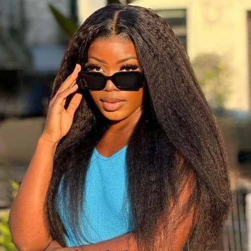 22 Inches Yaki Straight Natural Black 100% Brazilian Virgin Human Hair Full Lace Wigs [IFHYS5556]