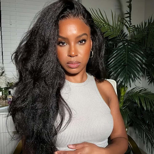 22 Inches Yaki Straight Natural Black 100% Brazilian Virgin Human Hair Full Lace Wigs [IFHYS5556]