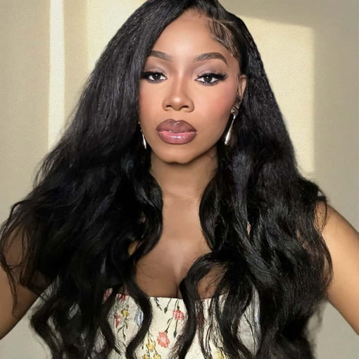 22 Inches Yaki Straight Natural Black 100% Brazilian Virgin Human Hair Full Lace Wigs [IFHYS5556]
