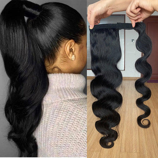 Wrap Around Ponytail With Clip 100% Remy Human Hair Natural Black [IPNTL0001]
