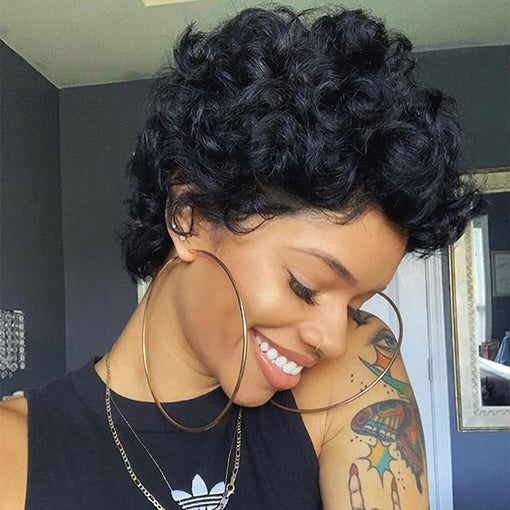 Short Trending Hair Body Wave Natural Black 100% Brazilian Virgin Human Hair 360 Lace Wigs [I3HBW5496]