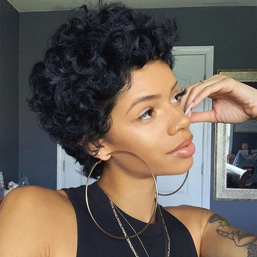 Short Trending Hair Body Wave Natural Black 100% Brazilian Virgin Human Hair 360 Lace Wigs [I3HBW5496]