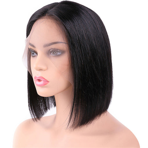 10 Inches Silky Straight Natural Black 100% Brazilian Virgin Human Hair Full Lace Wigs [IFHSS5506]