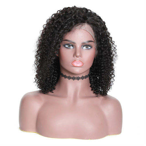 14 Inches Curly Natural Black 100% Brazilian Virgin Human Hair 360 Lace Wigs [I3HCY5523]