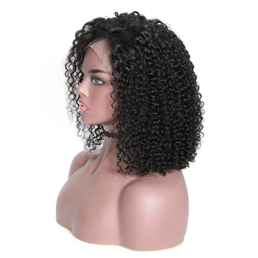 14 Inches Curly Natural Black 100% Brazilian Virgin Human Hair Full Lace Wigs [IFHCY5523]