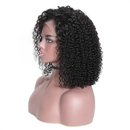 14 Inches Curly Natural Black 100% Brazilian Virgin Human Hair 360 Lace Wigs [I3HCY5523]