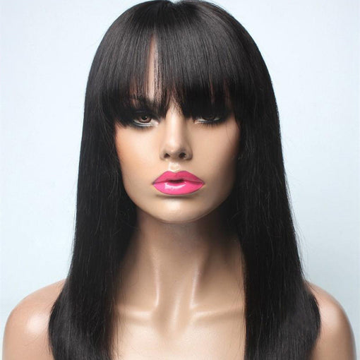 14 Inches Silky Straight Natural Black 100% Brazilian Virgin Human Hair 360 Lace Wigs [I3HSS5525]