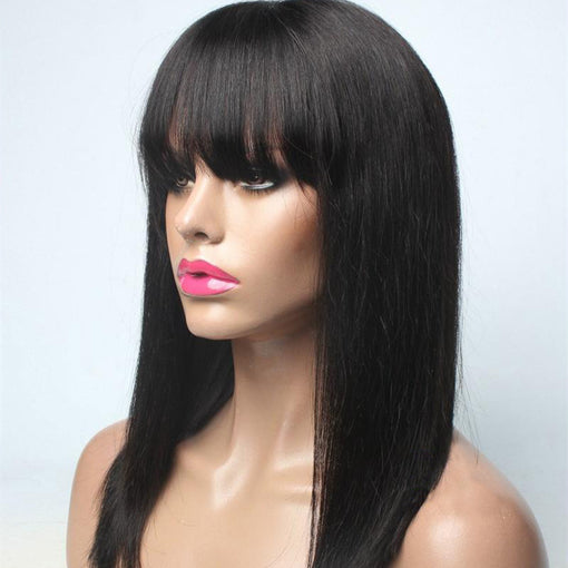 14 Inches Silky Straight Natural Black 100% Brazilian Virgin Human Hair 360 Lace Wigs [I3HSS5525]