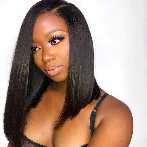 14 Inches Silky Straight Natural Black 100% Brazilian Virgin Human Hair Full Lace Wigs [IFHSS5527]