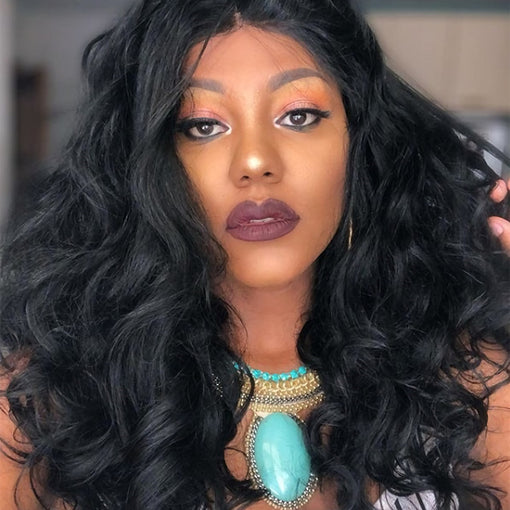 16 Inches Body Wave Natural Black 100% Brazilian Virgin Human Hair Full Lace Wigs [IFHBW5530]