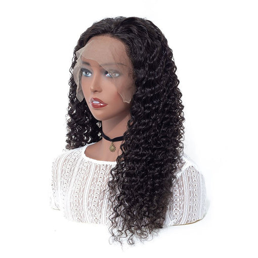 16 Inches Deep Wave Natural Black 100% Brazilian Virgin Human Hair 360 Lace Wigs [I3HDW5532]