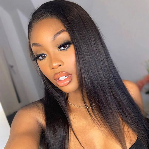 16 Inches Silky Straight Natural Black 100% Brazilian Virgin Human Hair Full Lace Wigs [IFHSS5537]