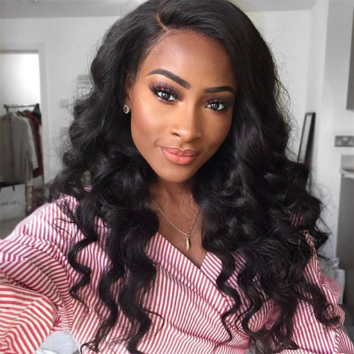 18 Inches Body Wave Natural Black 100% Brazilian Virgin Human Hair Full Lace Wigs [IFHBW5539]