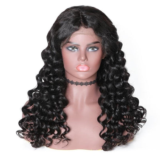 18 Inches Deep Wave Natural Black 100% Brazilian Virgin Human Hair 360 Lace Wigs [I3HDW5542]