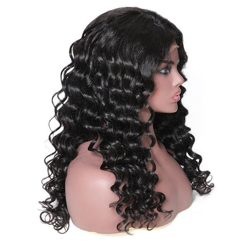 18 Inches Deep Wave Natural Black 100% Brazilian Virgin Human Hair 360 Lace Wigs [I3HDW5542]
