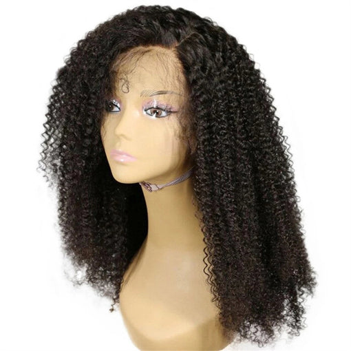 20 Inches Curly Natural Black 100% Brazilian Virgin Human Hair 360 Lace Wigs [I3HCY5549]