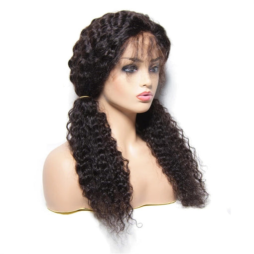 22 Inches Curly Natural Black 100% Brazilian Virgin Human Hair Full Lace Wigs [IFHCY5555]