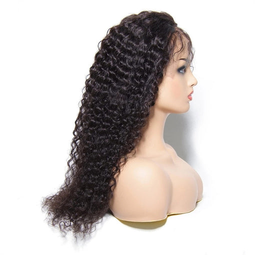 22 Inches Curly Natural Black 100% Brazilian Virgin Human Hair 360 Lace Wigs [I3HCY5555]