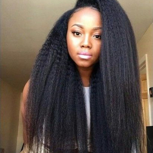 22 Inches Yaki Straight Natural Black 100% Brazilian Virgin Human Hair 360 Lace Wigs [I3HYS5556]