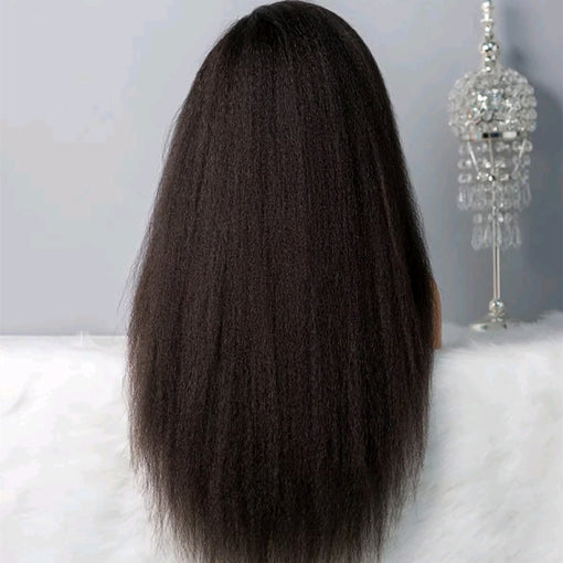 22 Inches Yaki Straight Natural Black 100% Brazilian Virgin Human Hair Full Lace Wigs [IFHYS5556]