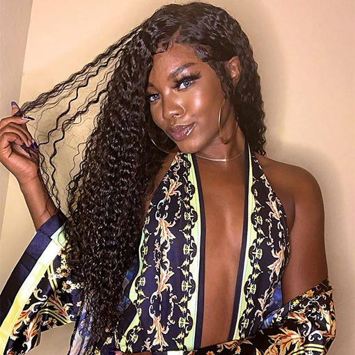 22 Inches Curly Natural Black 100% Brazilian Virgin Human Hair Full Lace Wigs [IFHCY5561]