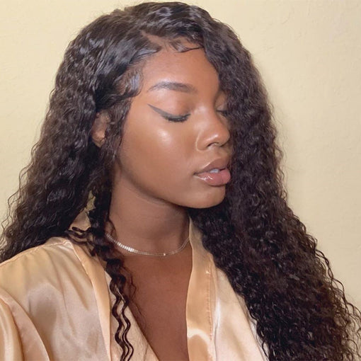 22 Inches Curly Natural Black 100% Brazilian Virgin Human Hair Full Lace Wigs [IFHCY5561]