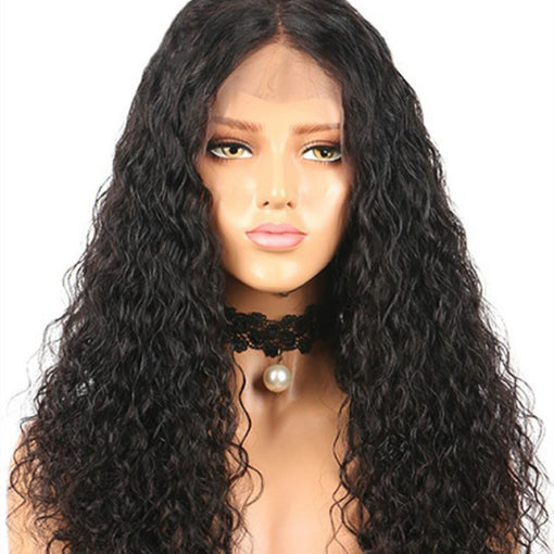 22 Inches Water Wave Natural Black 100% Brazilian Virgin Human Hair Full Lace Wigs [IFHWW5564]