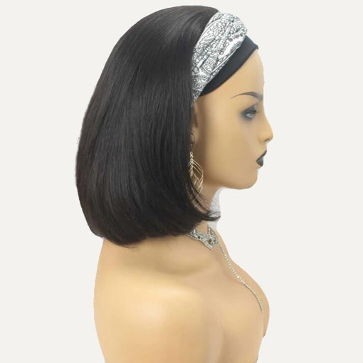 Short Bob Silky Straight Headband Premium Human Hair Wigs [IHBSS5619]