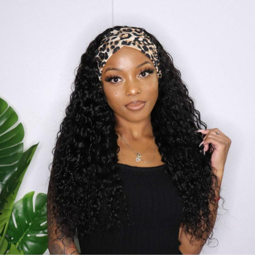 Long Deep Wave Headband Premium Human Hair Wigs [IHBDW5622]