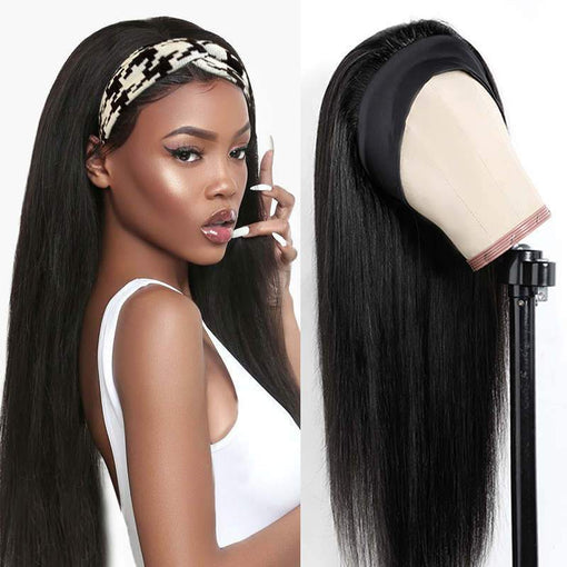 Long Silky Straight Headband Premium Human Hair Wigs [IHBSS5629]