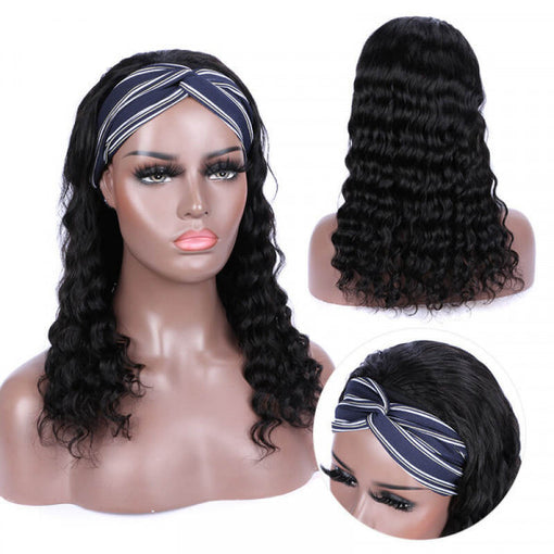 Natural Water Wave Headband Premium Human Hair Wigs [IHBWW5632]
