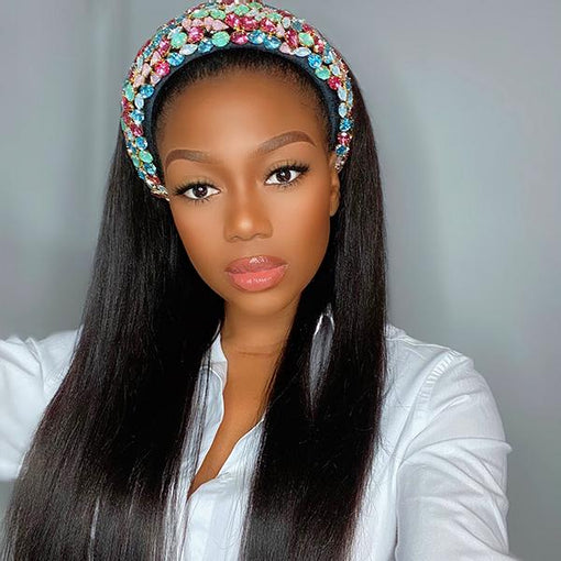 Long Yaki Straight Headband Premium Human Hair Wigs [IHBYS5636]