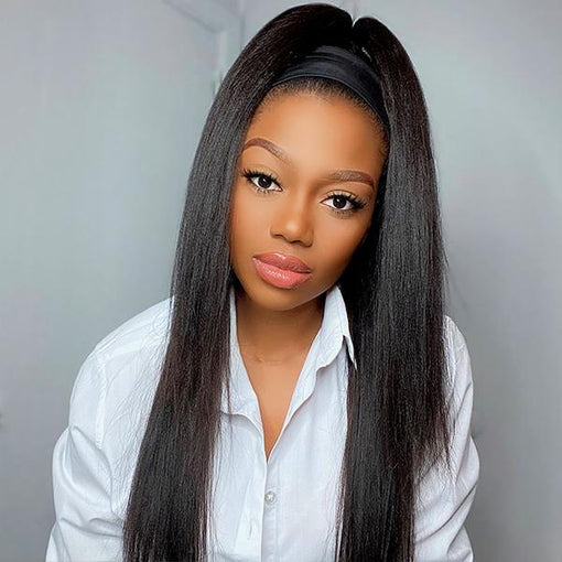 Long Yaki Straight Headband Premium Human Hair Wigs [IHBYS5636]