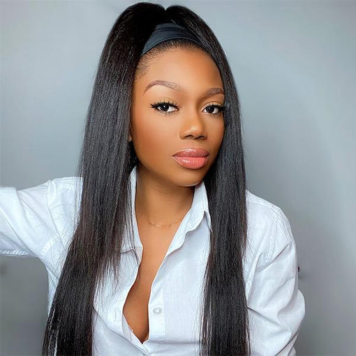 Long Yaki Straight Headband Premium Human Hair Wigs [IHBYS5636]