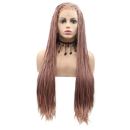 Light Brown Braids Long Lace Front High Heat Resistant Fiber Synthetic Hair Wigs [ILS5637]